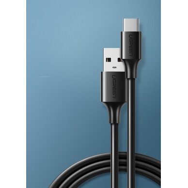 USB Kabelis Ugreen - USB Type C kabelis 3A 1m juodas (60116)  1