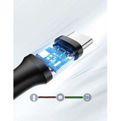 USB Kabelis Ugreen - USB Type C kabelis 3A 1m juodas (60116)  5