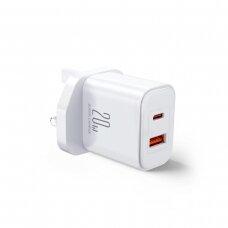 UK Joyrooom FlashSeries JR-TCF05 20W USB-A USB-C charger - white
