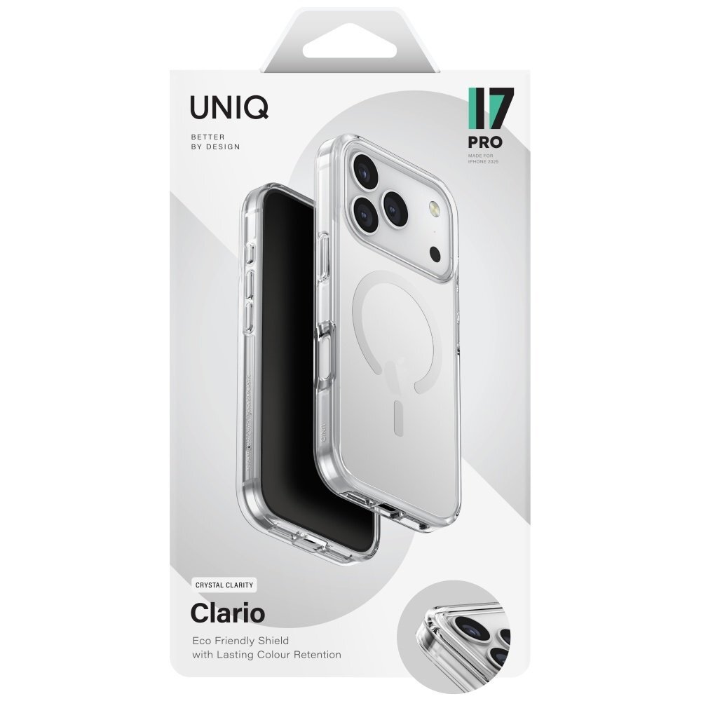 iPhone 17 Pro Uniq Clario MagClick Charging dėklas – skaidrus 4