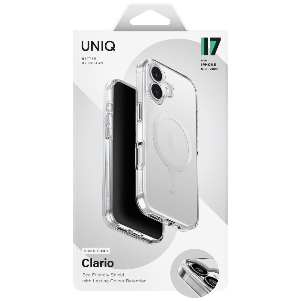 iPhone 17 Uniq Clario MagClick Charging dėklas – skaidrus 5