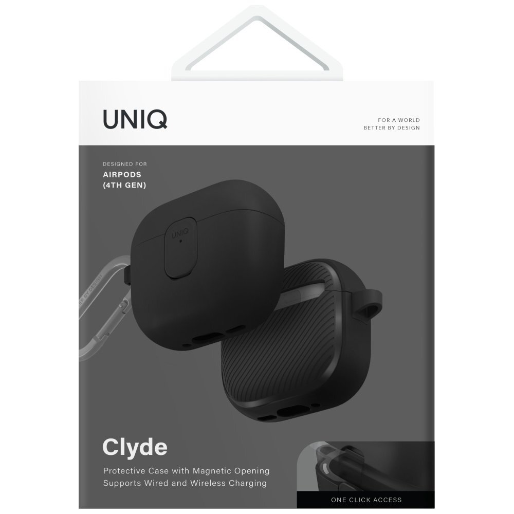 AirPods 4 dėklas Uniq Clyde Lock – juodas 4 AirPods 4 dėklas Uniq Clyde Lock – juodas 4