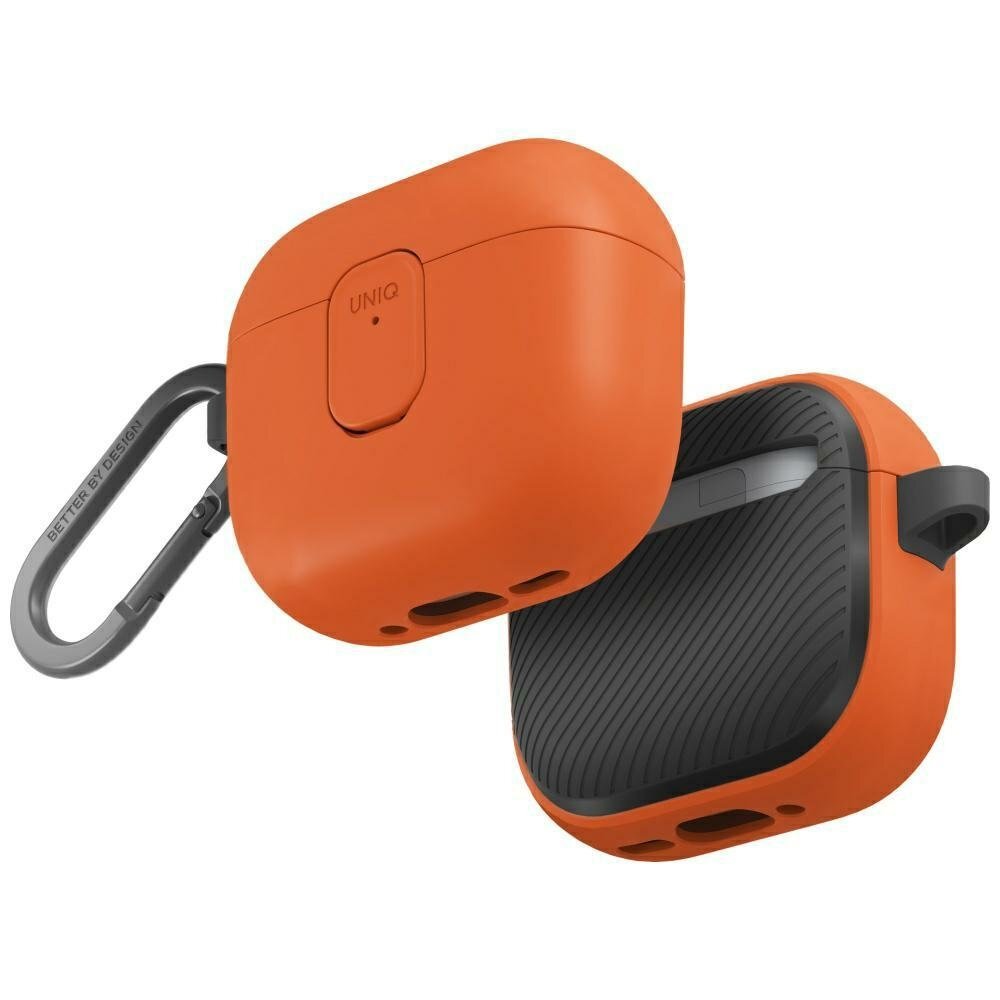 AirPods 4 dėklas Uniq Clyde Lock – oranžinis AirPods 4 dėklas Uniq Clyde Lock – oranžinis