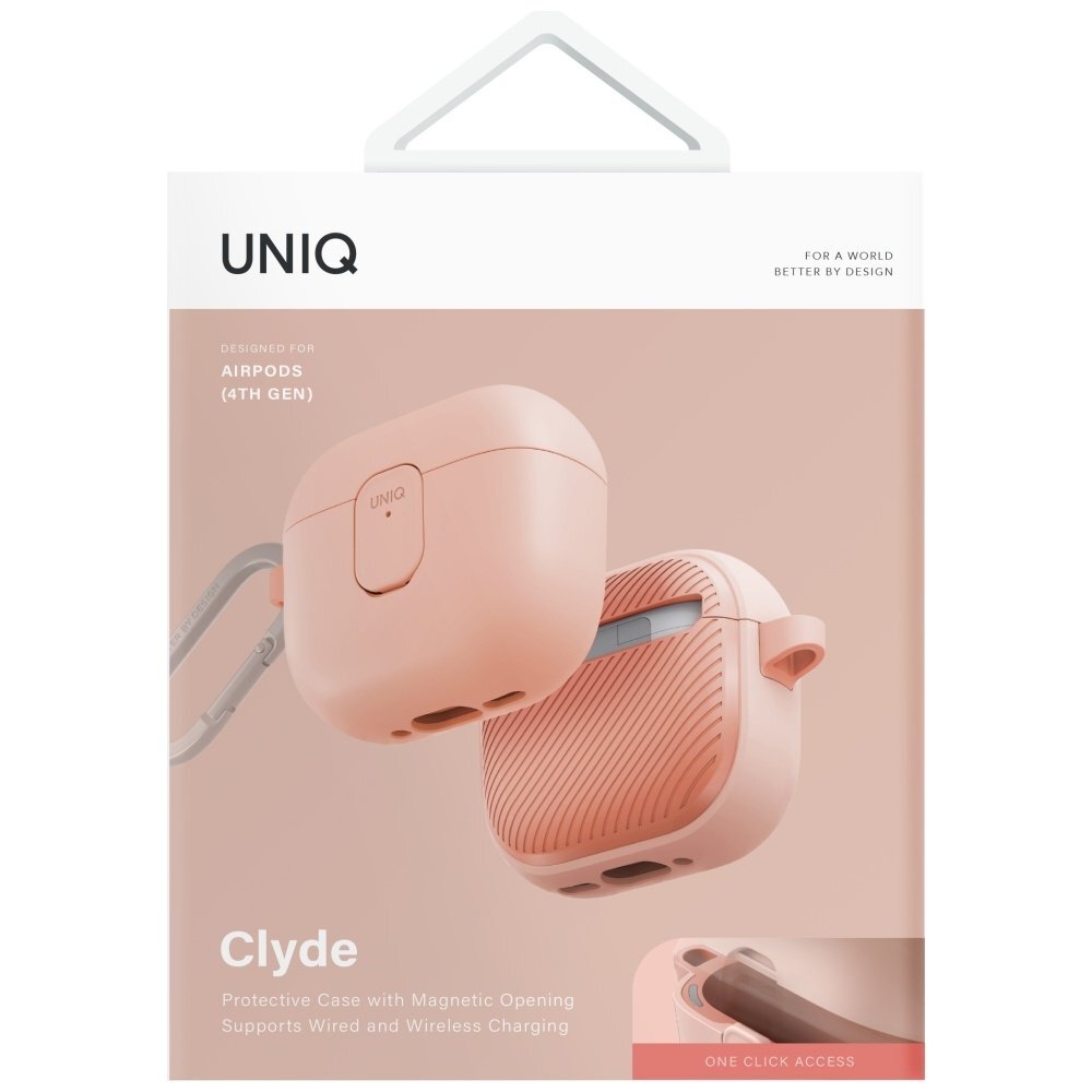 AirPods 4 dėklas Uniq Clyde Lock – rožinis 4 AirPods 4 dėklas Uniq Clyde Lock – rožinis 4