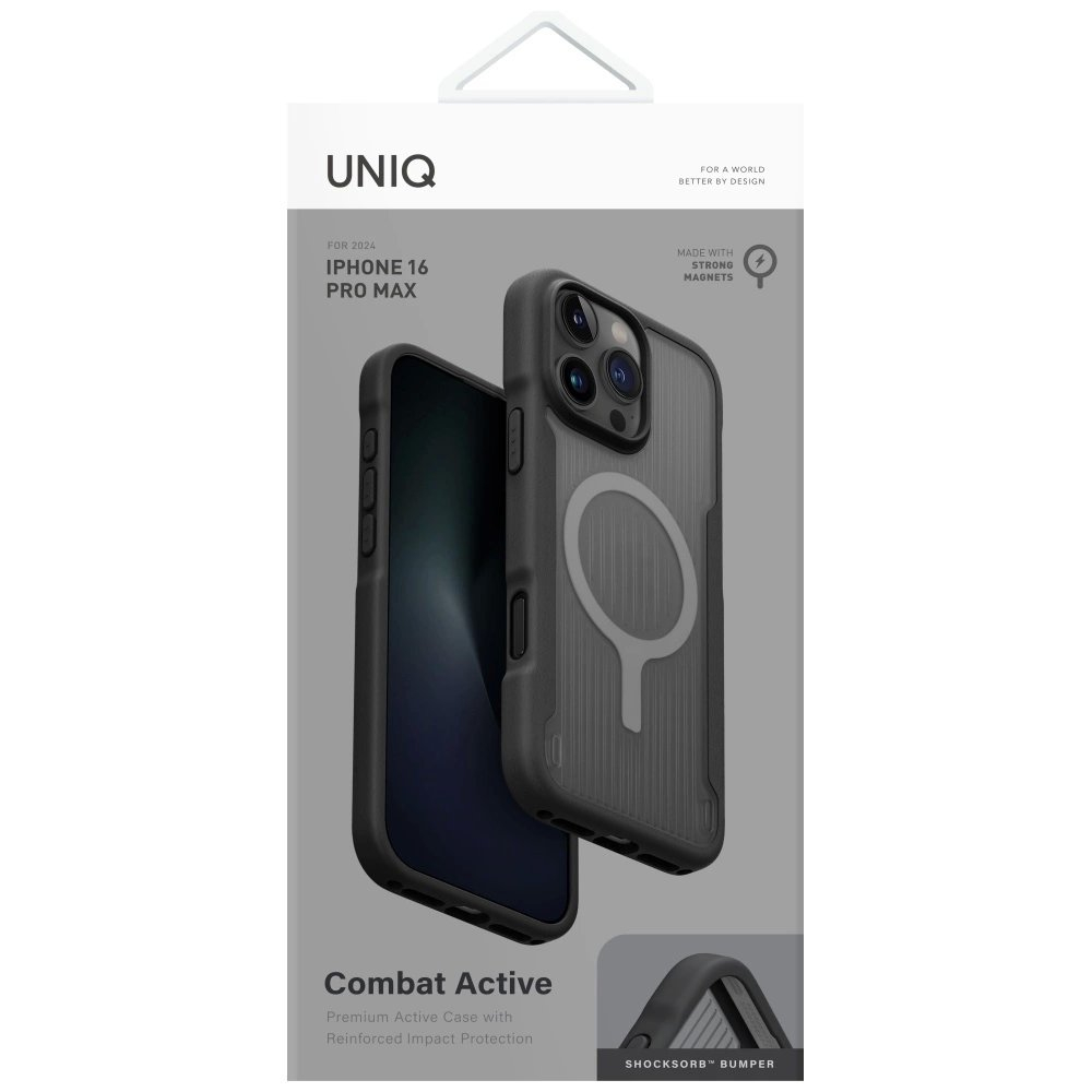 Uniq Combat Active Magclick Charging Dėklas skirtas iPhone 16 Pro Max - Juodas 4 Uniq Combat Active Magclick Charging Dėklas skirtas iPhone 16 Pro Max - Juodas 4