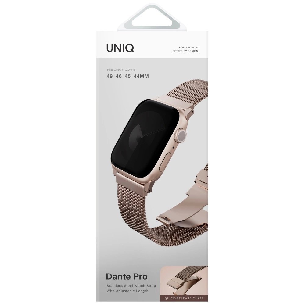 Apple Watch 44/45/46/49 mm dirželis Uniq Dante Pro Stainless Steel – rožinis 2 Apple Watch 44/45/46/49 mm dirželis Uniq Dante Pro Stainless Steel – rožinis 2