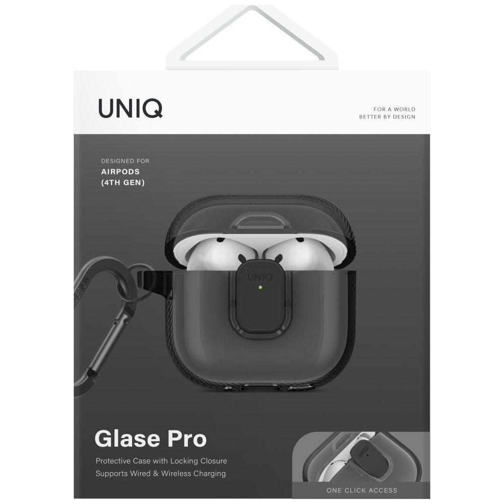 AirPods 4 dėklas Uniq Glase Pro – juodas 1