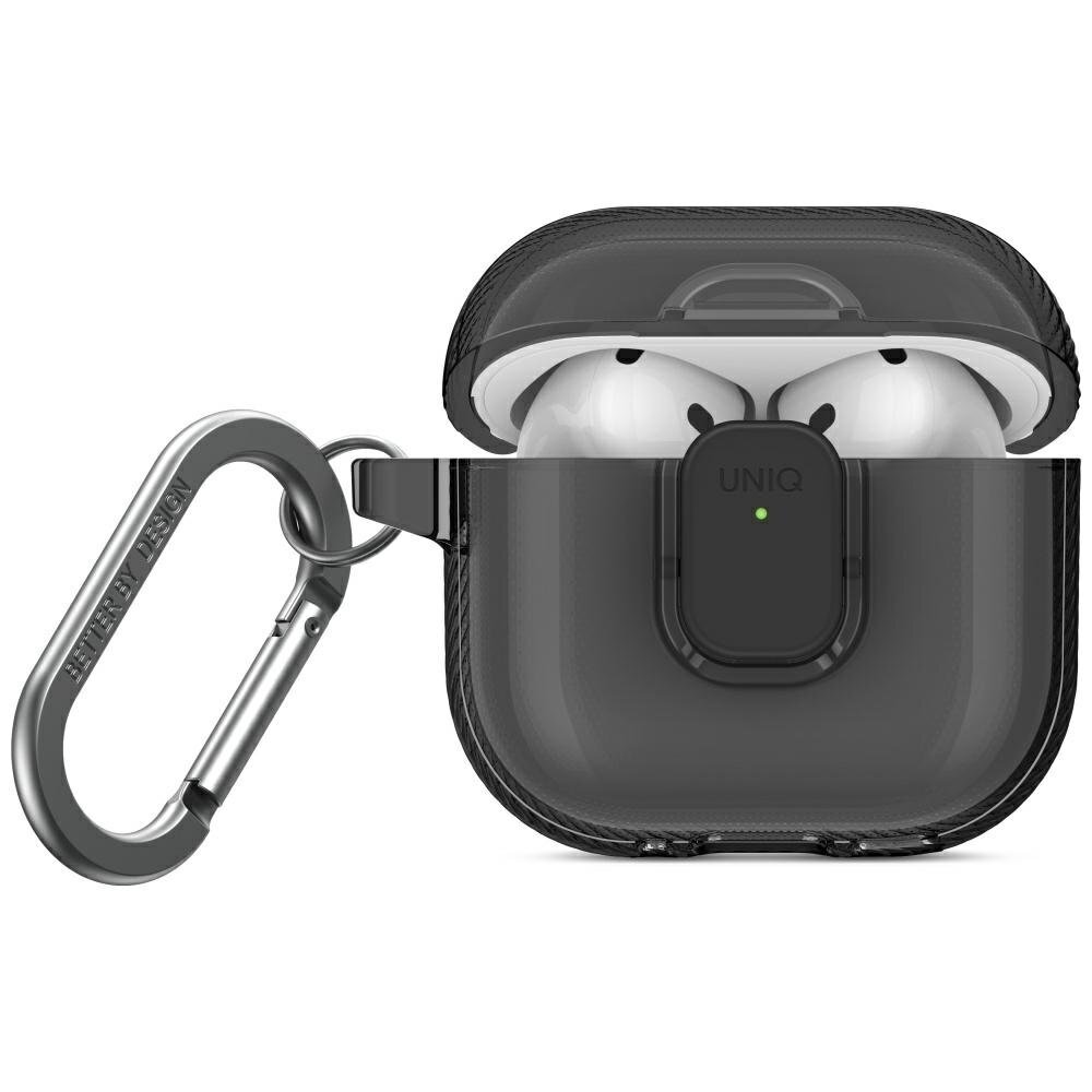 AirPods 4 dėklas Uniq Glase Pro – juodas AirPods 4 dėklas Uniq Glase Pro – juodas