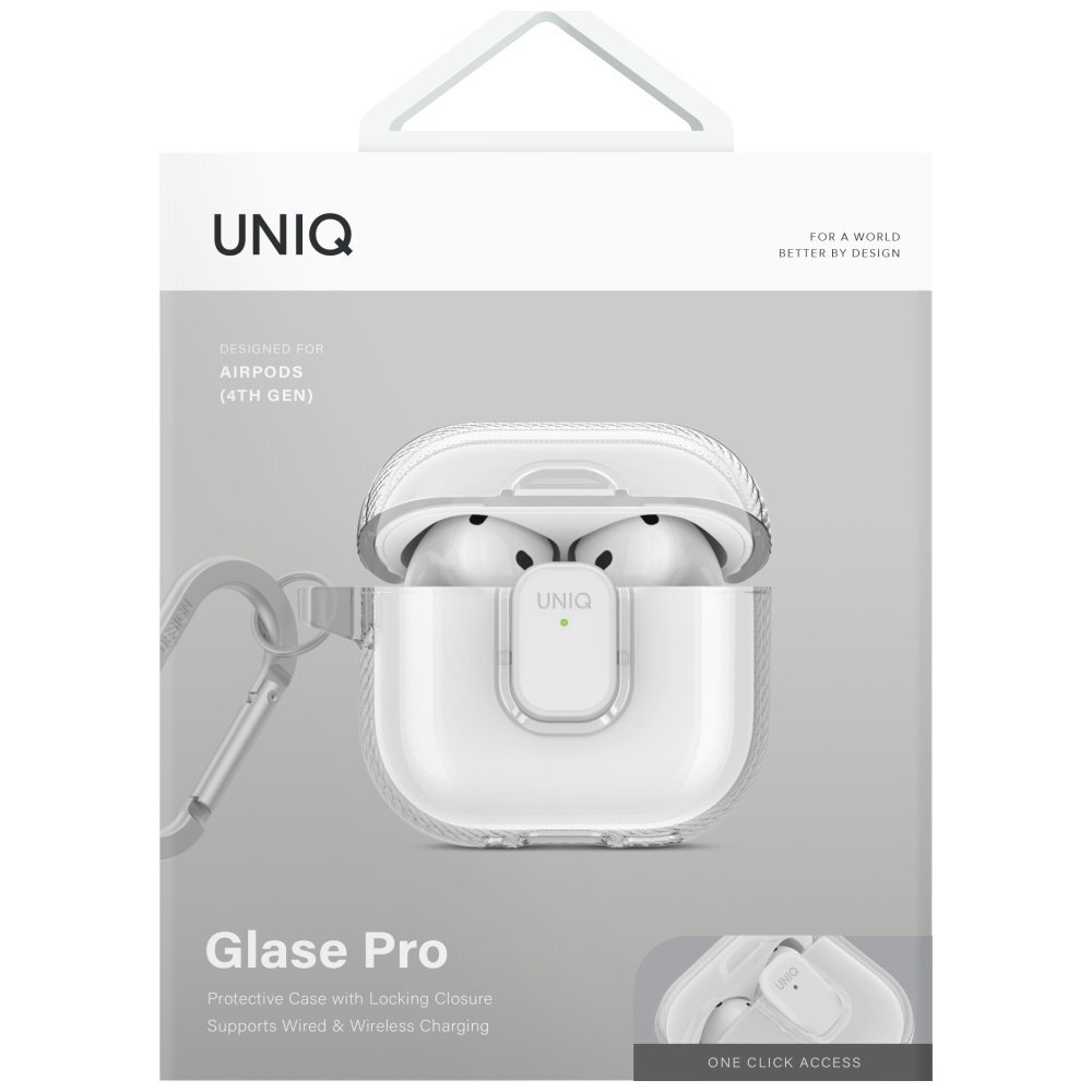 AirPods 4 dėklas Uniq Glase Pro – skaidrus 1 AirPods 4 dėklas Uniq Glase Pro – skaidrus 1