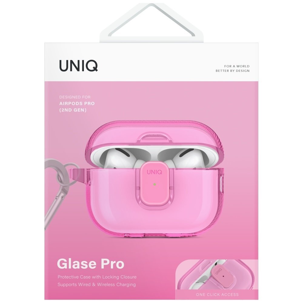AirPods Pro 2 dėklas Uniq Glase Pro – rožinis 1 AirPods Pro 2 dėklas Uniq Glase Pro – rožinis 1