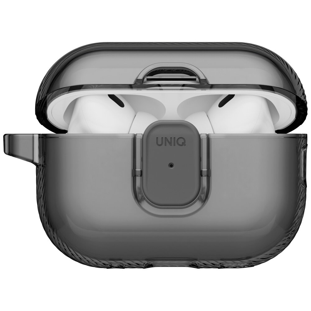 AirPods Pro 3 Uniq Glase Pro Lock dėklas – skaidriai juodas 2