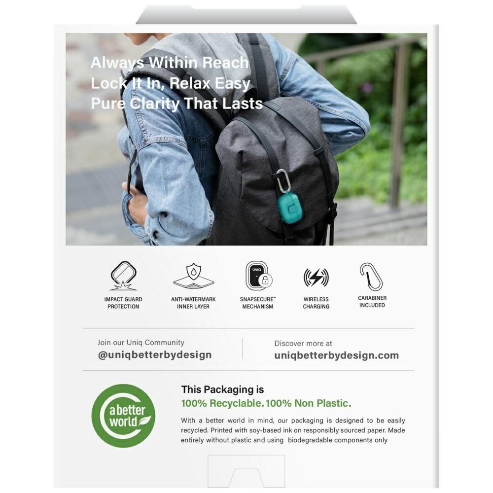 AirPods Pro 3 Uniq Glase Pro Lock dėklas – skaidriai juodas 6 AirPods Pro 3 Uniq Glase Pro Lock dėklas – skaidriai juodas 6