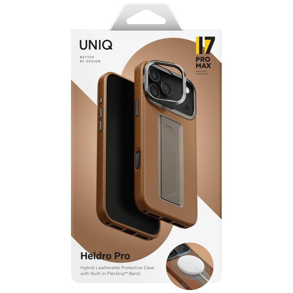 iPhone 17 Pro Max Uniq Heldro Pro MagClick Charging dėklas – rudas 5 iPhone 17 Pro Max Uniq Heldro Pro MagClick Charging dėklas – rudas 5
