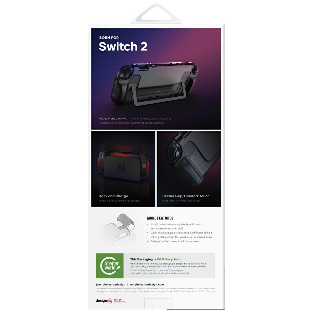 Nintendo Switch 2 dėklas Uniq Hybrid Bytearmor – juodas 4