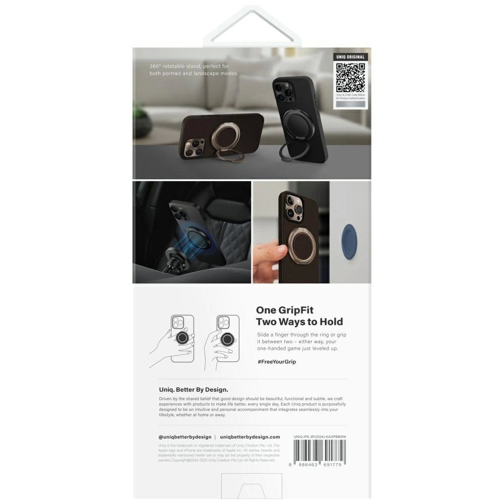 Uniq Keva Air Magclick Charging GripFit Dėklas skirtas iPhone 16 Pro - Rudas 6