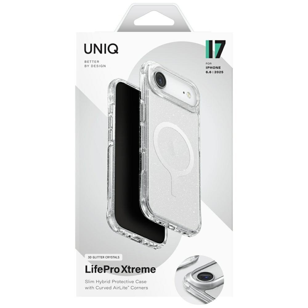 iPhone 17 Air dėklas Uniq LifePro Xtreme Magclick Charging – permatomas su blizgučiais 5 iPhone 17 Air dėklas Uniq LifePro Xtreme Magclick Charging – permatomas su blizgučiais 5
