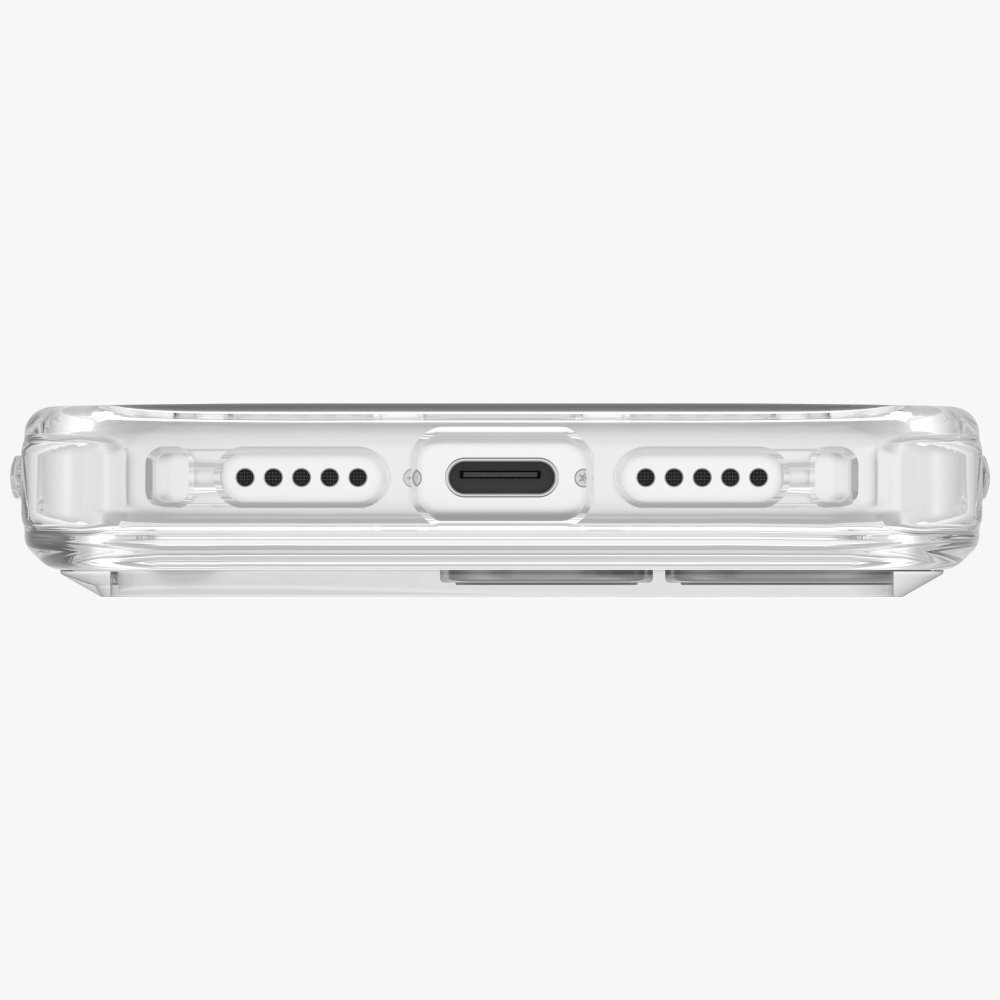 iPhone 17 Pro Uniq LifePro Xtreme Magclick įkrovimo dėklas – skaidrus su blizgučiais 3