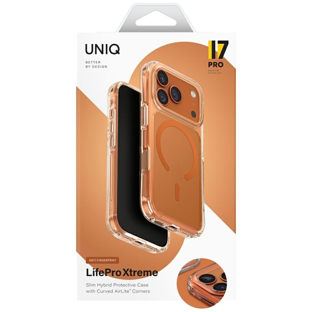 iPhone 17 Pro Uniq LifePro Xtreme MagClick Charging dėklas – oranžinis 5