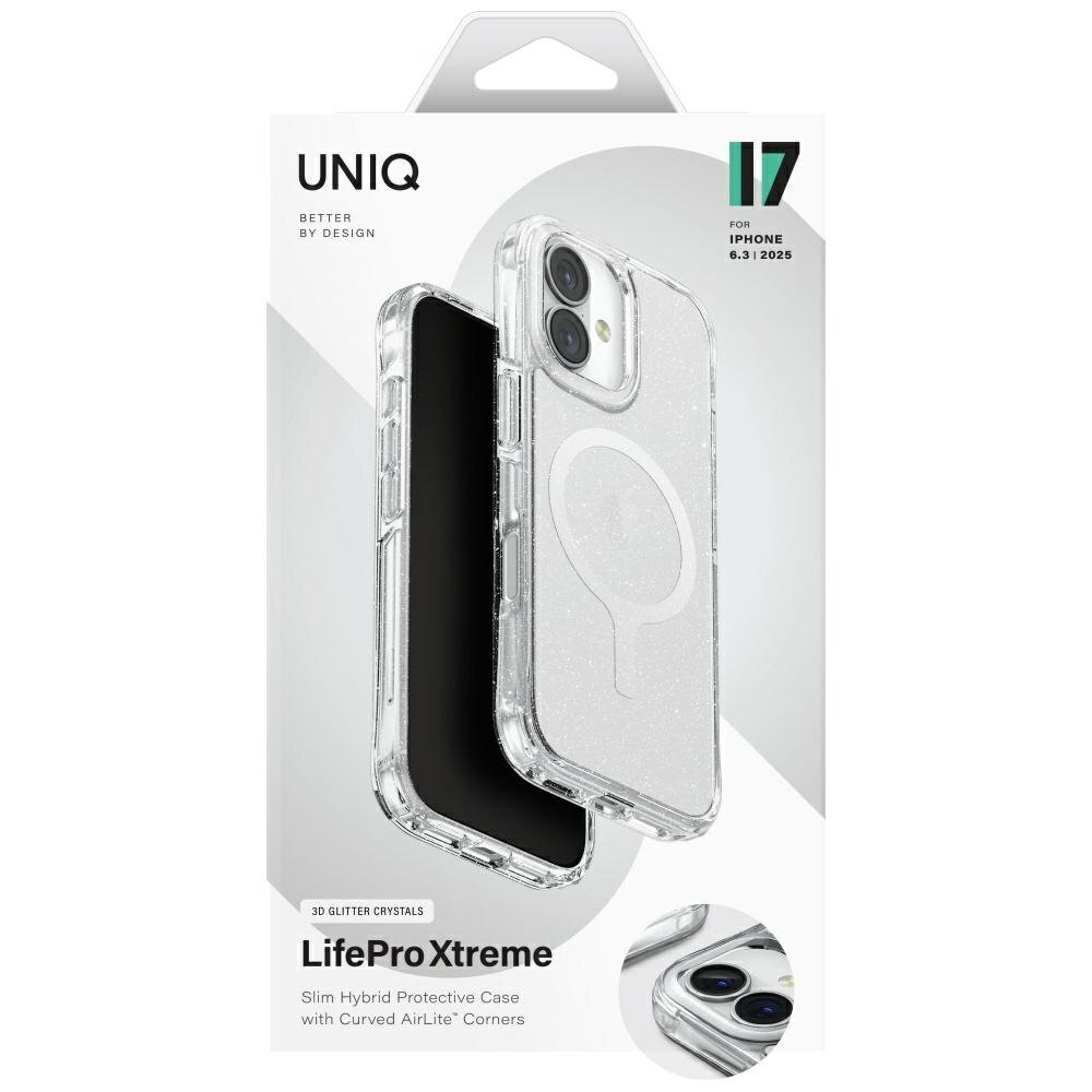 iPhone 17 dėklas Uniq LifePro Xtreme, Magclick Charging – skaidrus su blizgučiais 5 iPhone 17 dėklas Uniq LifePro Xtreme, Magclick Charging – skaidrus su blizgučiais 5