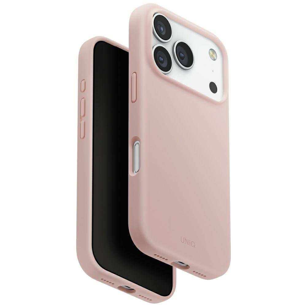 iPhone 17 Pro dėklas Uniq Lino, Magclick Charging – rožinis iPhone 17 Pro dėklas Uniq Lino, Magclick Charging – rožinis