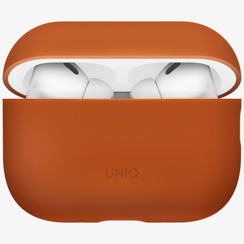 AirPods Pro 3 Uniq Lino silikoninis dėklas – oranžinis 2 AirPods Pro 3 Uniq Lino silikoninis dėklas – oranžinis 2