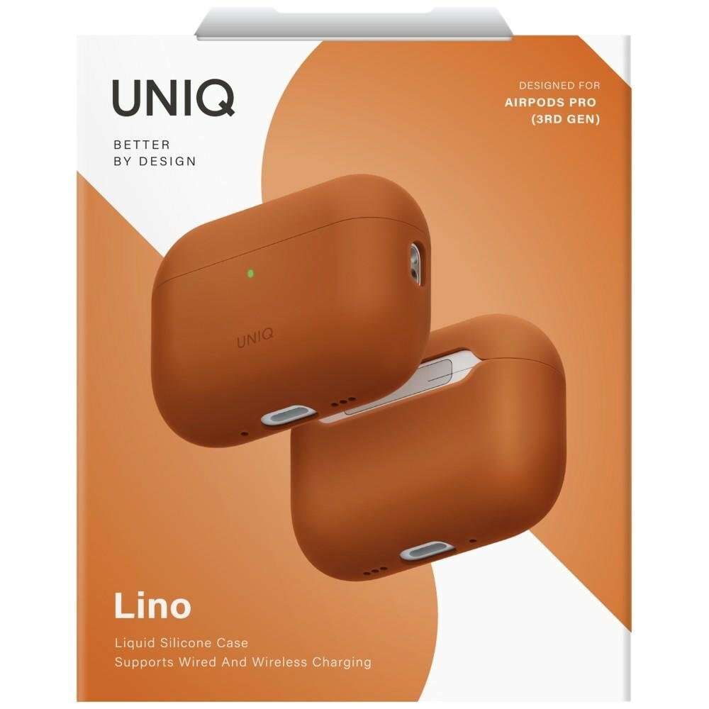 AirPods Pro 3 Uniq Lino silikoninis dėklas – oranžinis 5