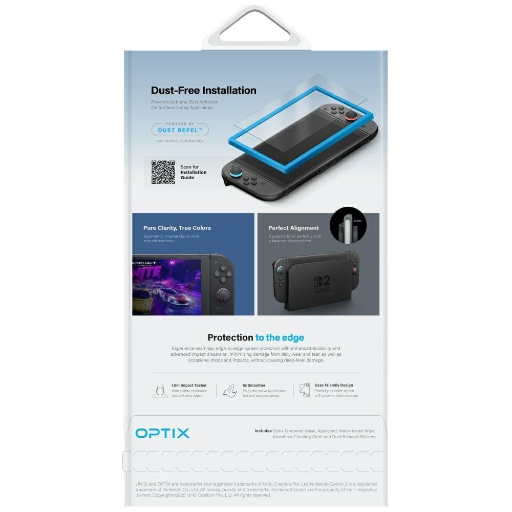 Nintendo Switch 2 Uniq Optix Matte Glass grūdintas stiklas 3 Nintendo Switch 2 Uniq Optix Matte Glass grūdintas stiklas 3