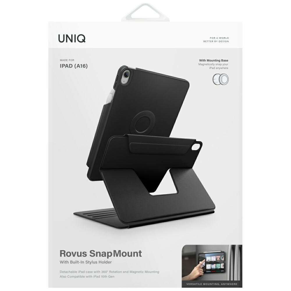 iPad 11" 2025 / iPad 10.9" 2022 (10 kartos) dėklas Uniq Rovus Snapmount – juodas 9