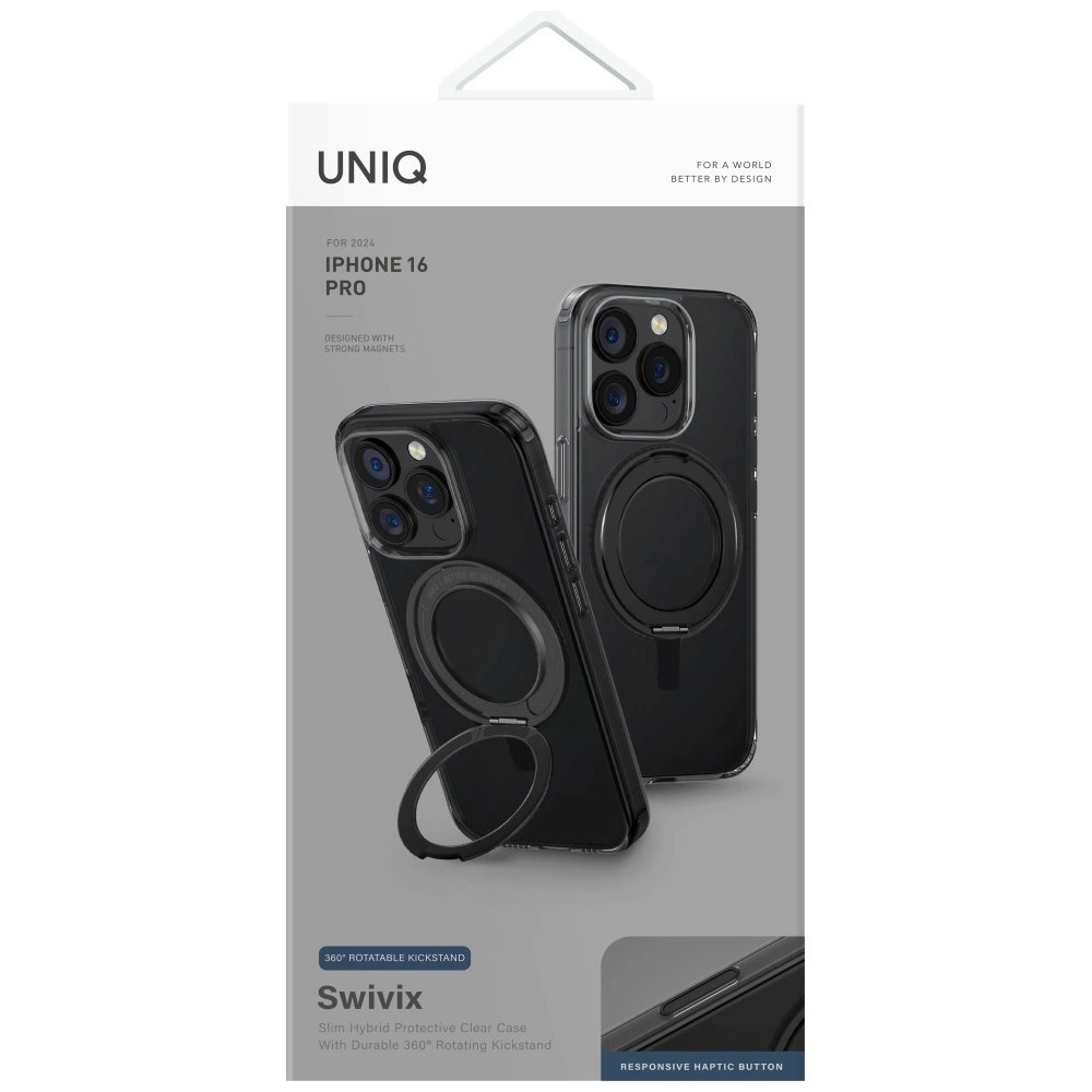 Uniq Swivix 360 Rotating su atrama Dėklas skirtas iPhone 16 Pro - Juodas 4 Uniq Swivix 360 Rotating su atrama Dėklas skirtas iPhone 16 Pro - Juodas 4