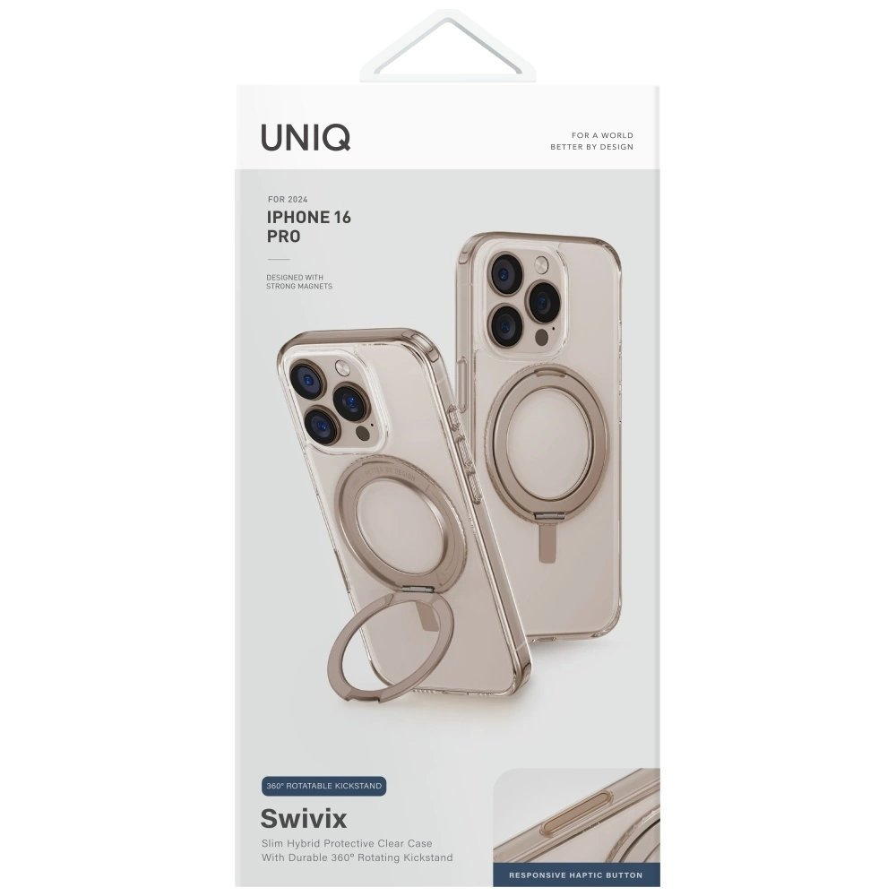 Uniq Swivix 360 Rotating su atrama iPhone 16 Dėklas - Auksinis 3 Uniq Swivix 360 Rotating su atrama iPhone 16 Dėklas - Auksinis 3