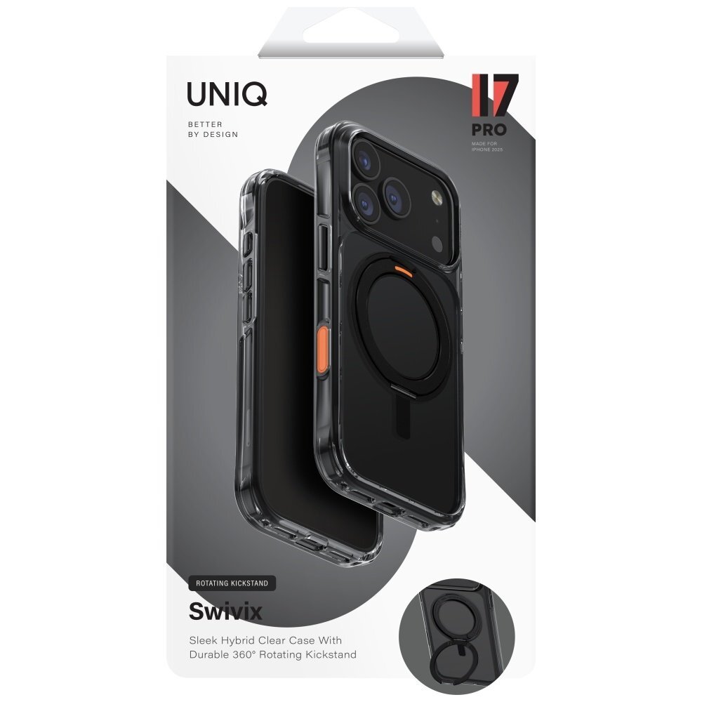 iPhone 17 Pro Uniq Swivix Rotating Kickstand 360 dėklas – juodas 5 iPhone 17 Pro Uniq Swivix Rotating Kickstand 360 dėklas – juodas 5