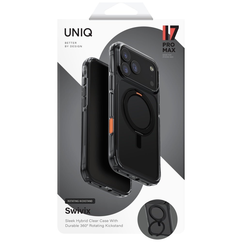 iPhone 17 Pro Max Uniq Swivix Rotating Kickstand 360 dėklas – juodas 5 iPhone 17 Pro Max Uniq Swivix Rotating Kickstand 360 dėklas – juodas 5