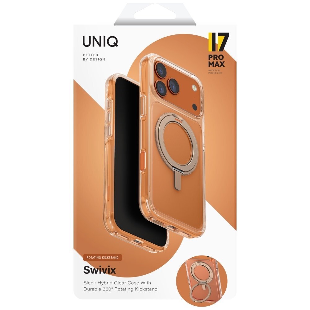 iPhone 17 Pro Max Uniq Swivix Rotating Kickstand 360 dėklas – auksinis 5