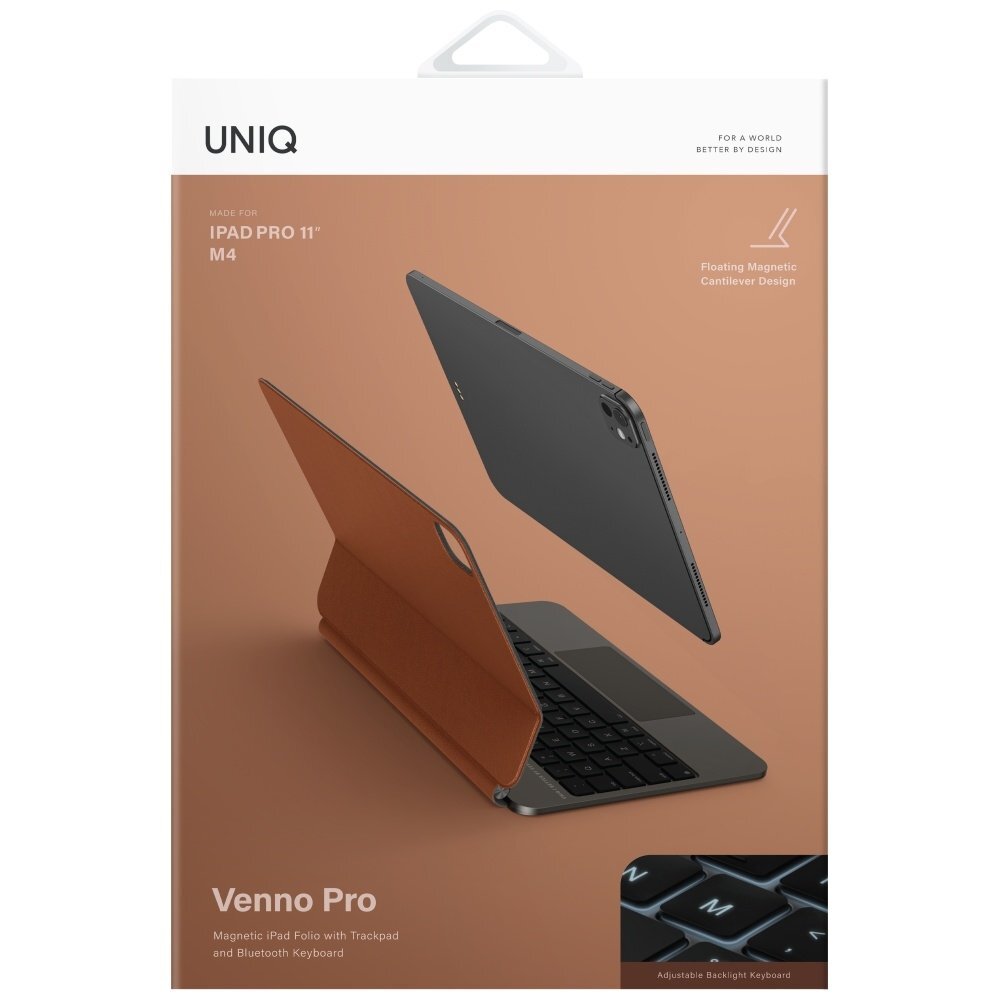 iPad 11" 2025 / iPad Air 11" 2024 / 2025 / iPad Pro 11" 2018 / 2020 / 2021 / 2022 / 2024 Uniq Venno Pro Magnetic Smart klaviatūros dėklas – rudas 6