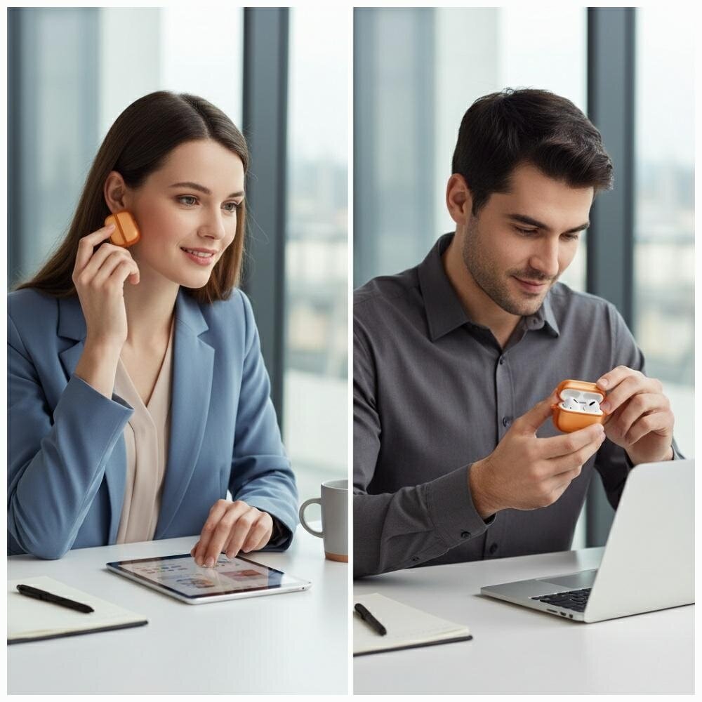 AirPods Pro 3 Uniq Veren dėklas – oranžinis 1 AirPods Pro 3 Uniq Veren dėklas – oranžinis 1