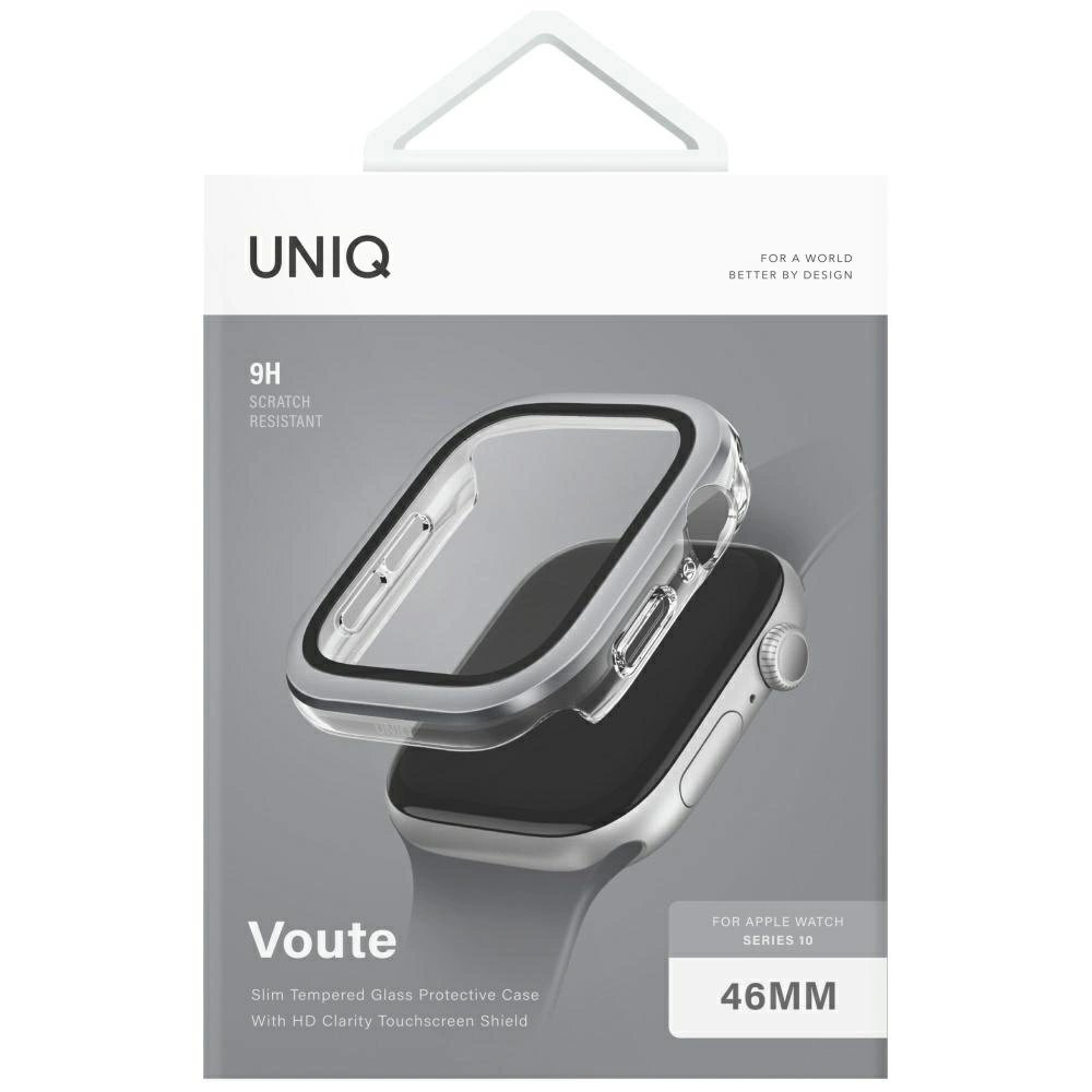 Uniq Voute tempered glass Dėklas skirtas Apple Watch 10 46 mm - Sidabrinis 4