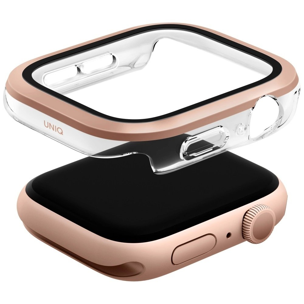 Uniq Voute Tempered Glass Dėklas skirtas Apple Watch 10 46mm - Rose Auksinis 1