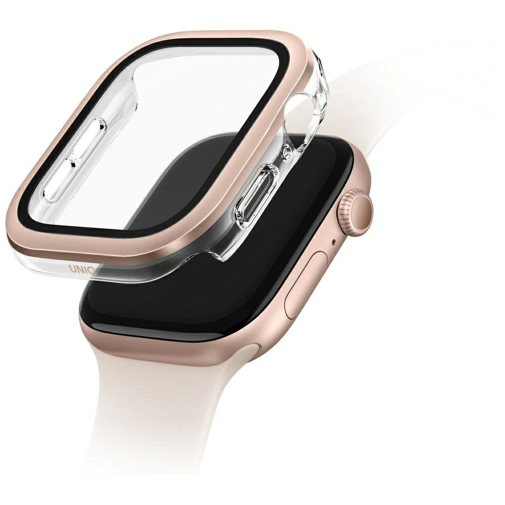 Uniq Voute Tempered Glass Dėklas skirtas Apple Watch 10 46mm - Rose Auksinis Uniq Voute Tempered Glass Dėklas skirtas Apple Watch 10 46mm - Rose Auksinis
