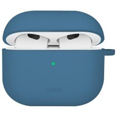 AirPods 4 Uniq Nexo su silikoniniais kabliukais dėklas – mėlynas