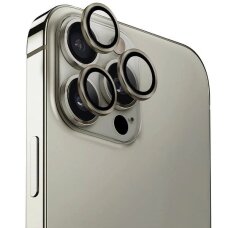 iPhone 16 Pro / 16 Pro Max Uniq Optix aliuminio kameros apsauga su aplikatoriumi – titano spalvos