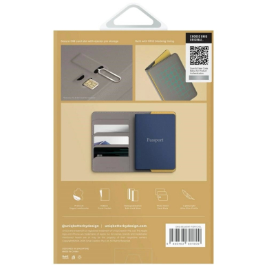 Uniq Belmont RFID Blocking Passport dėklas - pilkas/geltonas 6