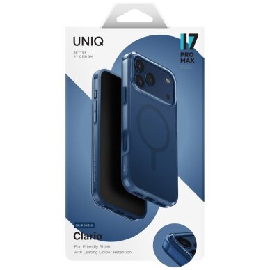 iPhone 17 Pro Max Uniq Clario MagClick Charging dėklas – mėlynas 3 iPhone 17 Pro Max Uniq Clario MagClick Charging dėklas – mėlynas 3
