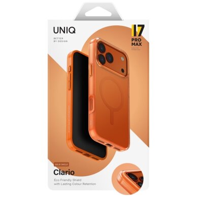 iPhone 17 Pro Max Uniq Clario Magclick įkrovimo dėklas – oranžinis 5