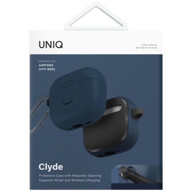 AirPods 4 dėklas Uniq Clyde Lock – mėlynas 4 AirPods 4 dėklas Uniq Clyde Lock – mėlynas 4