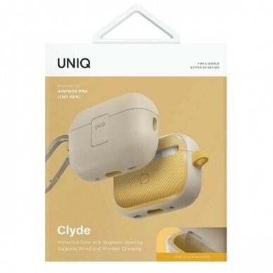AirPods Pro 2 (2022/2023) Uniq Clyde Lock dėklas – geltonai smėlinis 6