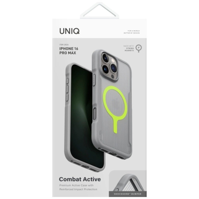 Uniq Combat Active Magclick Charging Dėklas skirtas iPhone 16 Pro Max - Pilkas 4 Uniq Combat Active Magclick Charging Dėklas skirtas iPhone 16 Pro Max - Pilkas 4