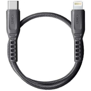 Uniq Flex Cable USB-C- Lightning 18W nylon 30cm grey/charcoal grey Uniq Flex Cable USB-C- Lightning 18W nylon 30cm grey/charcoal grey