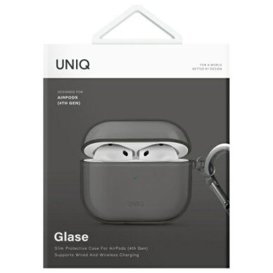 AirPods 4 Uniq Glase dėklas – pusiau skaidrus 1