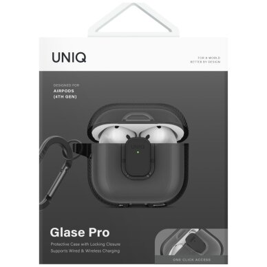AirPods 4 dėklas Uniq Glase Pro – juodas 1 AirPods 4 dėklas Uniq Glase Pro – juodas 1