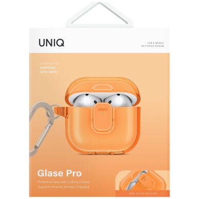 AirPods 4 dėklas Uniq Glase Pro – oranžinis 1 AirPods 4 dėklas Uniq Glase Pro – oranžinis 1